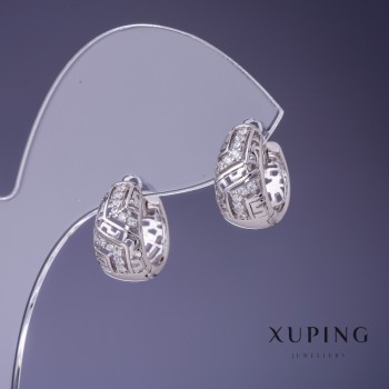 Сережки Xuping 14х8мм родій