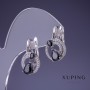 Сережки Xuping 20х12мм родій з чорним каменем