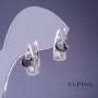 Сережки Xuping 17х8мм родій з чорним каменем