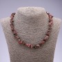 Natural Rhodonite Chip Necklace, 8 mm diameter, 45 cm length +/- with extender chain
