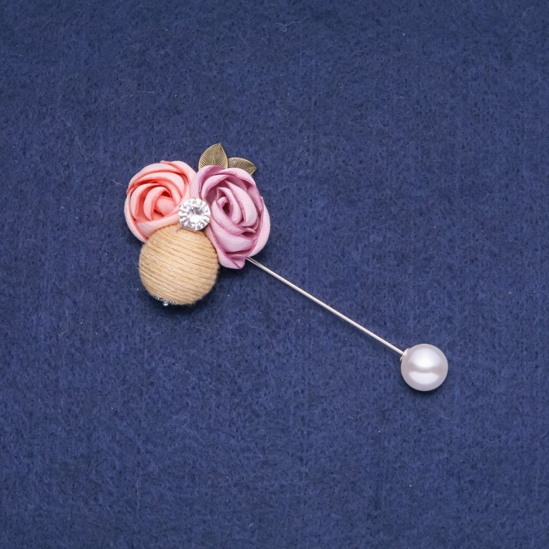 Fabric Boutonniere Brooch Pin 92x35 mm