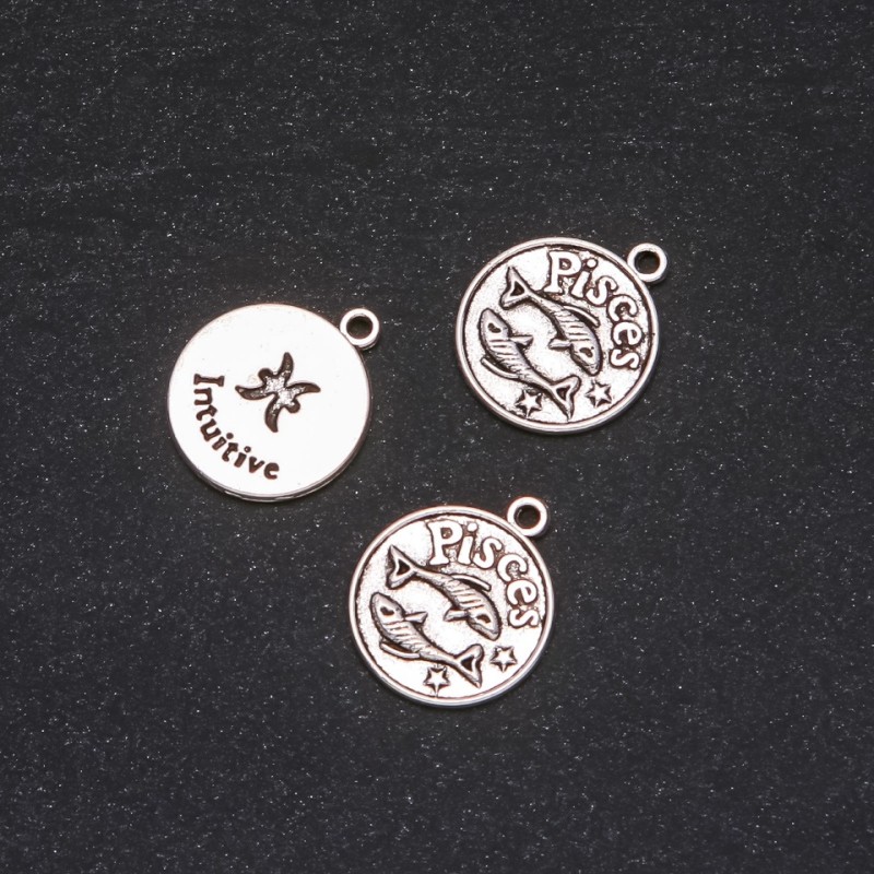 Pendant hardware Zodiac Pisces, 17 mm diameter, packaging 20 g ± 10 pcs