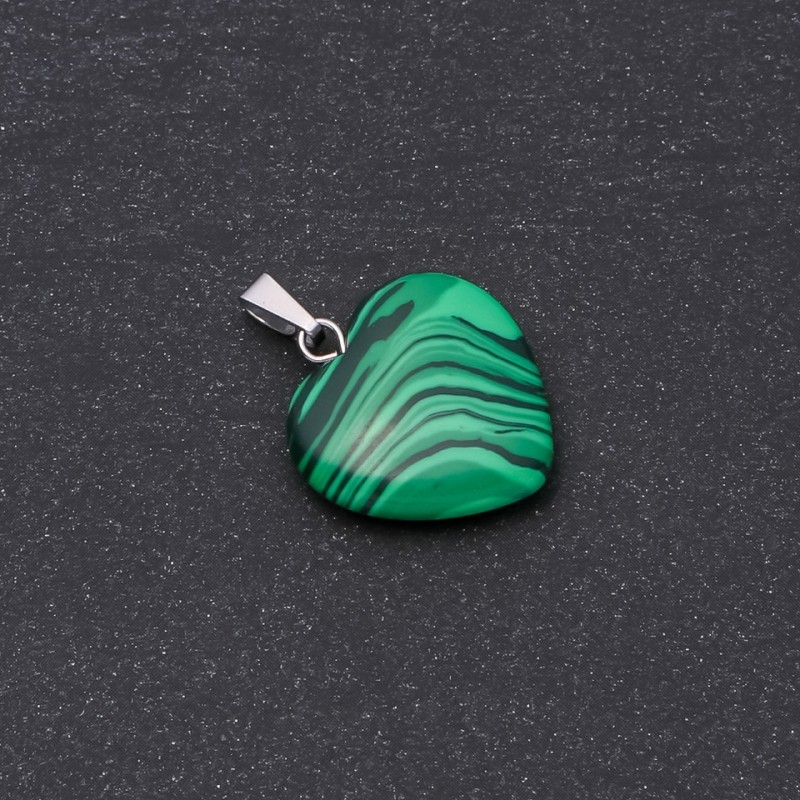 Malachite Heart Pendant (pressed) 19x19x26mm