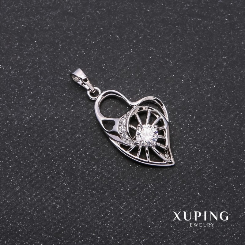 Xuping Heart Pendant 15×25×31 mm Rhodium-Plated