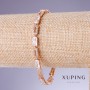 Браслет Xuping з білими цирконами, товщина 5мм, довжина 17-19см позолота 18К