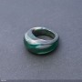 Ring with natural green agate gemstone, height 6.5-15 mm, width 4-8 mm, diameter 19 mm