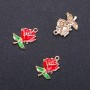 Pendant Rose 'gold' enamel, 17mm diameter, L5mm inner-, diameter 1.95mm packaging 6 pcs. (+ -)