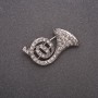 Crystal-Tube Brooch in Gray Metal 30x20mm