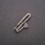 Brooch 'Flute in Crystals' Gray Metal 38x19mm