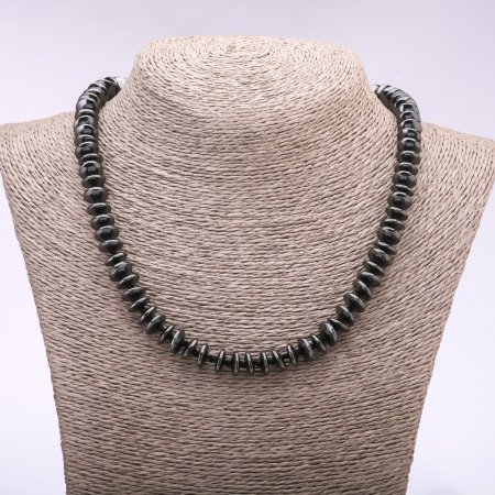 Natural Hematite Stone Necklace Rondelle 'disc', diameter 8×3.5 mm, length 48 cm