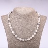 Rutilated quartz necklace with polished finish, 6-8 mm diameter, 48 cm length