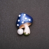 Sale! Mushroom Brooch 29x22 mm Blue Enamel, Yellow Metal