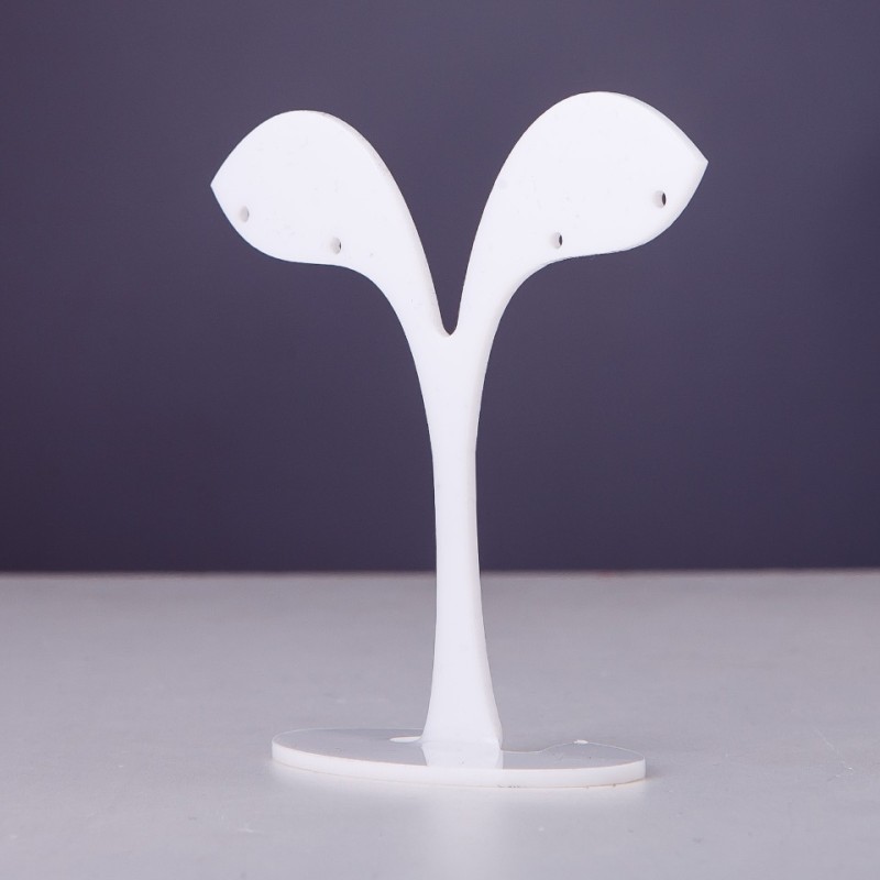 White plastic jewelry stand, 7 cm tall, 7 cm wide