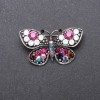 Sale! Sale! Butterfly Brooch with Multicolored Rhinestones 43×25 mm Gray Metal