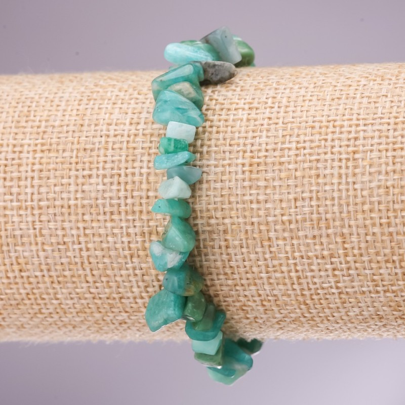 Amazonite natural stone bracelet - chip beads on elastic, diameter 5-8 mm, length 18 cm