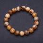 Elastic bracelet with landscape jasper, smooth bead, 8mm+