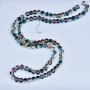 Crystal Beads in Swarovski Style, light brown faceted spheres with Green Petrol coating, diameter 5×4 mm, strand length 4