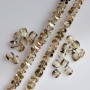 Crystal Beads in Swarovski Style Champagne with Purple 'gasoline' Coating, Diameter 2.5×4 mm, on a 48 cm thread