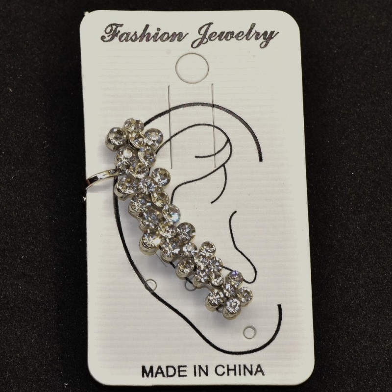 White metal ear cuff, 40 mm length