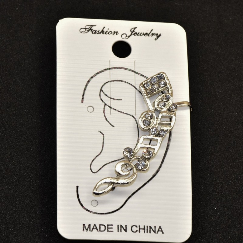 Clip-on earring, 45 mm long, white metal