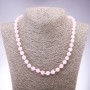 Natural Rose Quartz Necklace with Smooth Beads, 8 mm Diameter, 45 cm Length