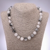 Rutile quartz necklace of natural stone quartz 'Hairy' rutile, smooth beads, 12 mm diameter, 48 cm length