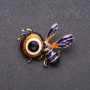 Bee Brooch Blue-Yellow Enamel on Yellow Metal 34x36 mm