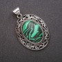 Malachite Pendant (Pressed) in Antique-Style Setting 33×40×52 mm