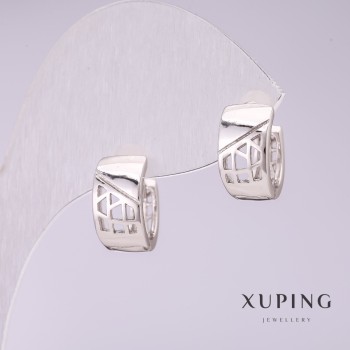 Xuping 12x7mm Rhodium Earrings