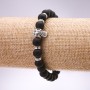 Shungite Skull Bracelet on Elastic, 8 mm diameter, 18 cm length +