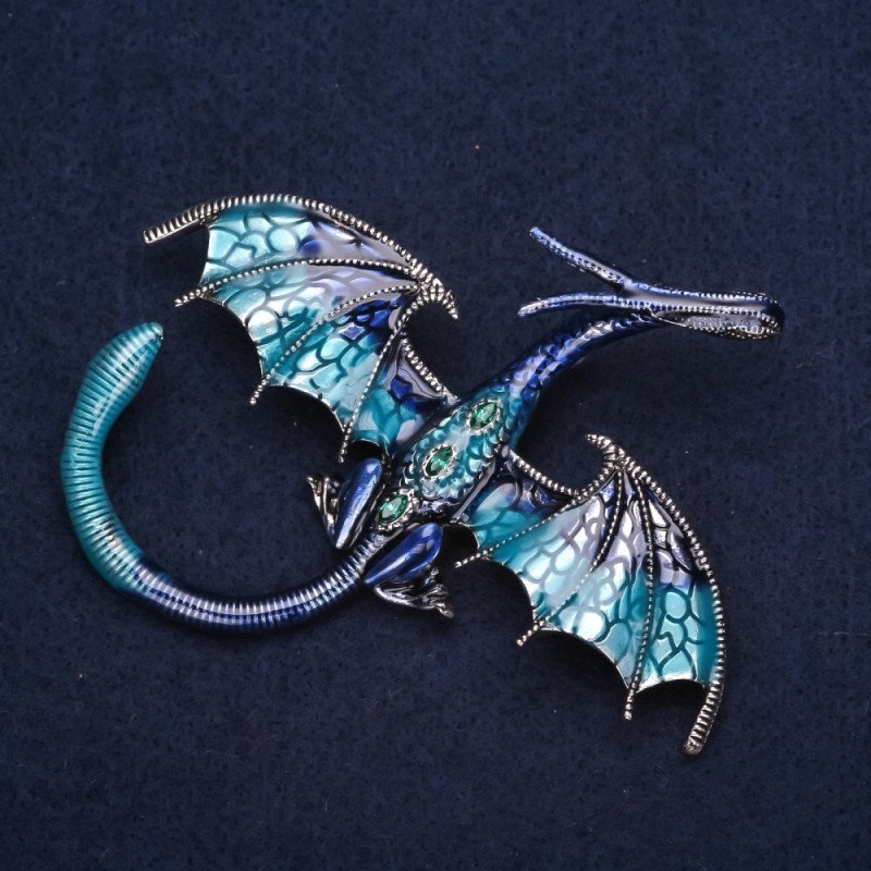Blue Dragon Brooch 'Sapphire' 79x72mm