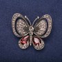 Sale! Butterfly Brooch with Brown Stones, 50x44mm, Yellow Metal