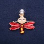 Sale! Brooch 'Princess of Butterflies' with Crystals and Enamel, Red, Yellow and White, 37×38 mm, Gold-Tone Metal