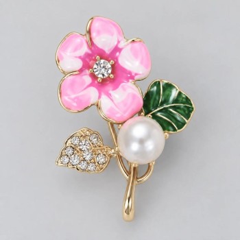 Brooch 'Flower' with Pearl Inlay