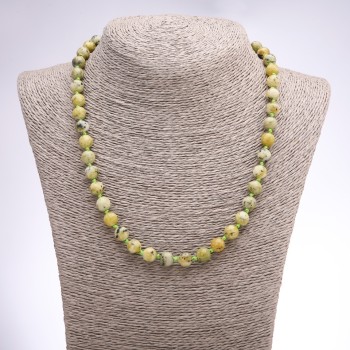Necklace Yellow Turquoise (single piece) smooth bead, diameter 8 mm, length 46 cm
