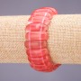 Watermelon Tourmaline Bracelet, 25×10 mm Link, 18 cm Length on Elastic