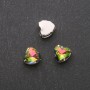 Price per pack / 10 pcs. Sew-on Heart Crystal 12mm Pink-Green