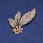 Sale! Leaflets Brooch with Crystals in Gold-Tone Metal 60mm