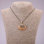 Pendant "Hedgehog" with black crystals on a long chain; metal "black gold", diameter 30×39 mm, length 70 cm