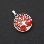 Pendant made of natural red jasper in a "Tree" frame, diameter 27mm