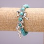 Bracelet with Turquoise (artificial) and Dolphin Charms, 8mm diameter, 18cm length