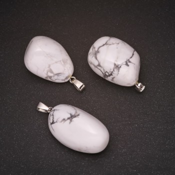 Natural chalcedony stone pendant 22×35(±)mm