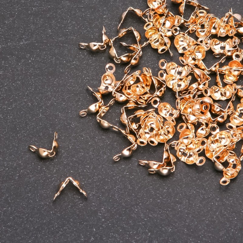 Bead Frog for Beads, Gold-tone Metal, 7x4 mm (±), Gold-tone Metal Finish, 10 g (±), 140 pcs
