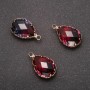 Pendant 'Drop' Raspberry-Blue Color, Gold-Tone Bezel 13x21mm