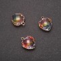 Heart Pendant Rainbow Color, Gold-Toned Setting 12x15 mm