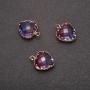 Heart Pendant in Raspberry-Blue Color, Gold Plated Setting 12×15 mm
