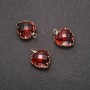 Heart Pendant in Red-Green Color, Golden Bezel 12×15 mm