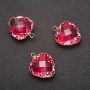 Heart Pendant, Pink Color with Gold-tone Setting, 16x20mm