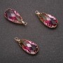 Drop Pendant in Yellow-Raspberry color, gold-tone setting 10x24mm
