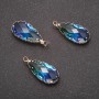 Pendant 'Drop' Yellow-blue color, gold-tone setting 10×24mm